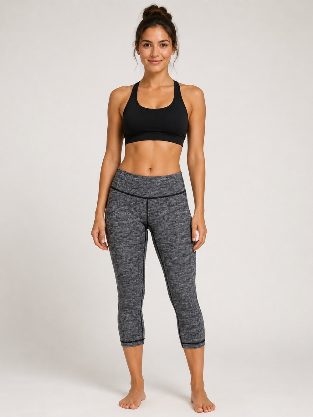 Lululemon Wunder Under Crop Coco Pique Black White